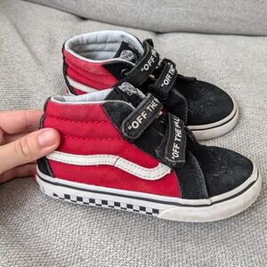 Vans Sk8 Black Red Checkered High Top Sneakers Toddler 9